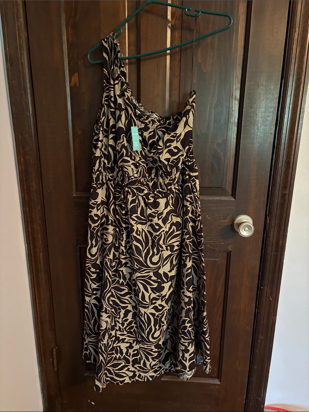 Maurices Black & Cream One-Shoulder Dress